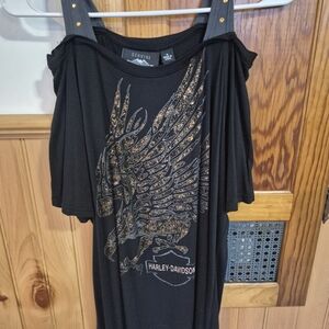 Harley-Davidson Black Dress with Gold Graphic